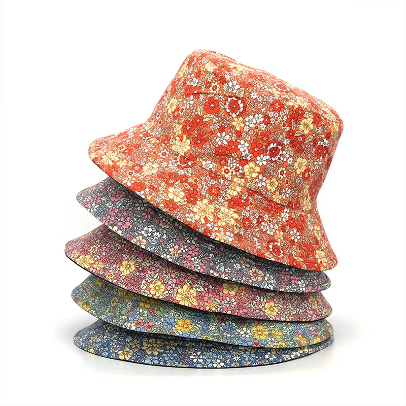 Mens Fashion Bucket Hat - قبعات دلو قابلة للعكس بطبعة زهور