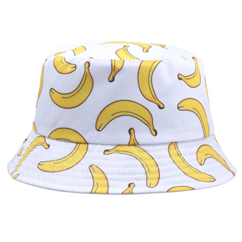 Mens Fashion Bucket Hat - الصيف الربيع رقيقة الظل الموز طباعة