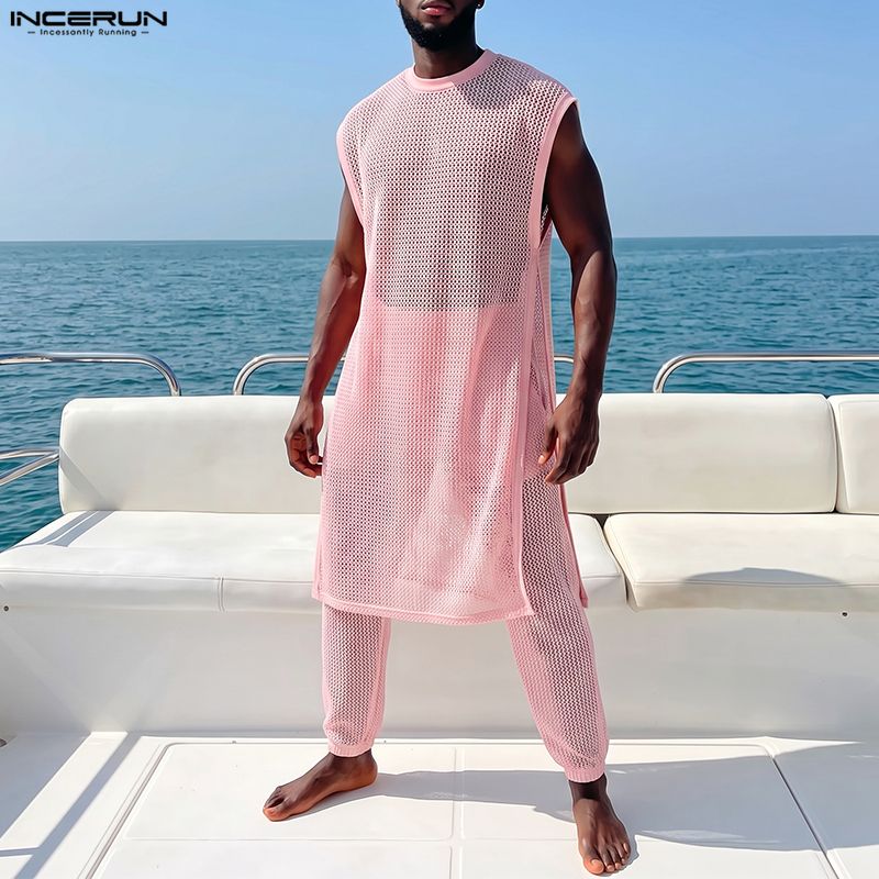Men'S Fashion - طقم رجالي من INCERUN مكون من