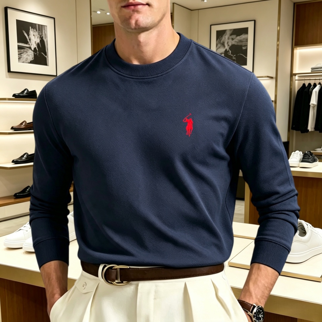 Men'S Fashion - قميص رجالي طويل الأكمام برقبة دائرية