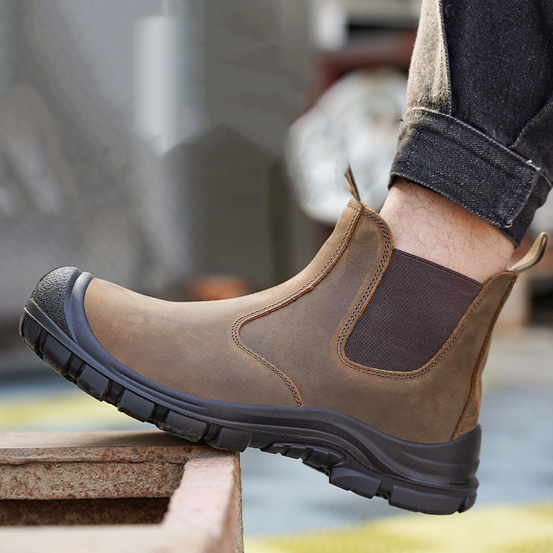 Chelsea Boots Men - أغطية أصابع القدم الفولاذية للرجال مقاس