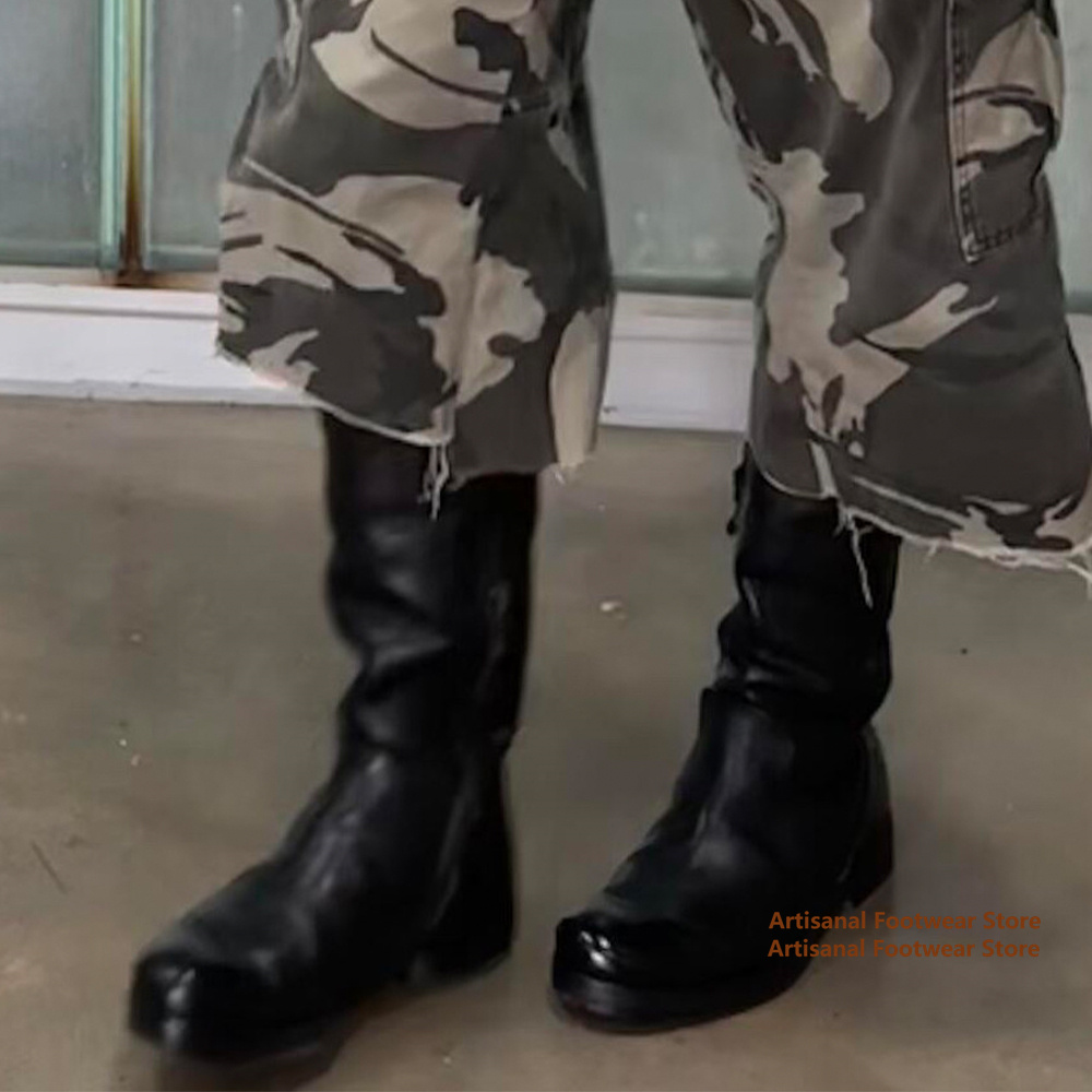 Chelsea Boots Men - أحذية رجالية عالية الرقبة بمقدمة مستديرة