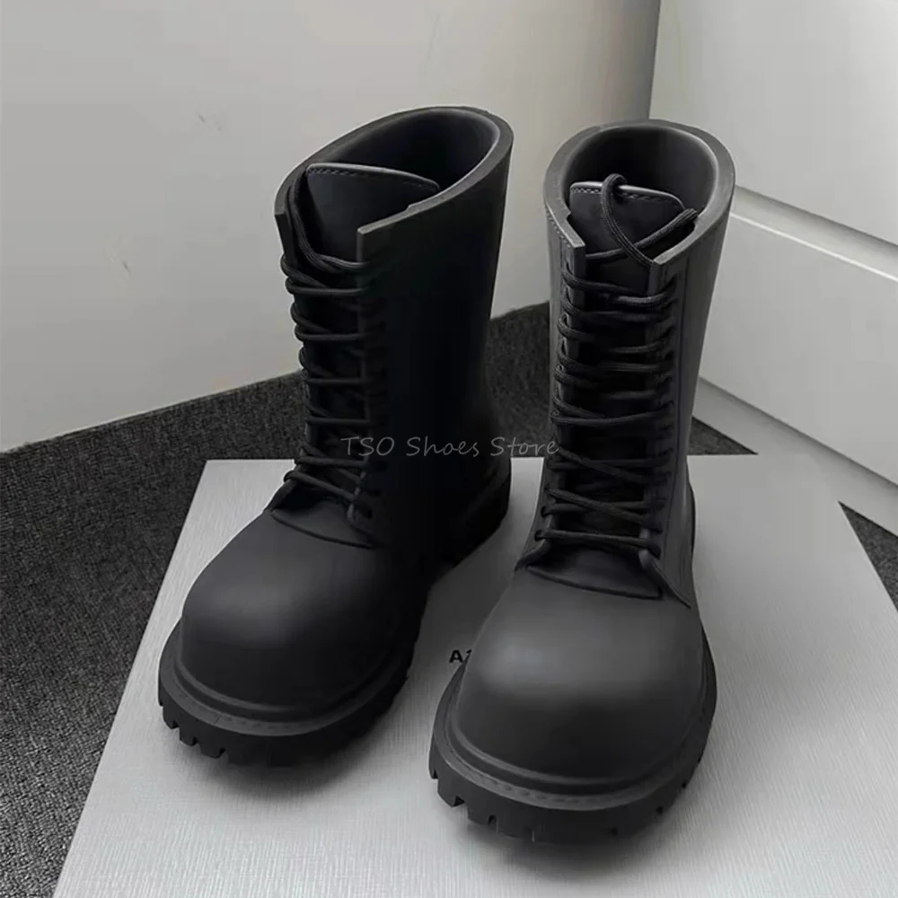 Chelsea Boots Men - سميكة القاع أحذية سوداء برقبة للرجال