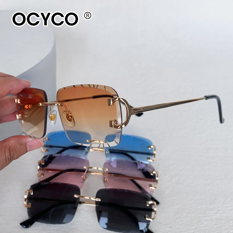 Men'S Fashion Rimless Glasses - نظارات شمسية مربعة بدون شفة للرجال