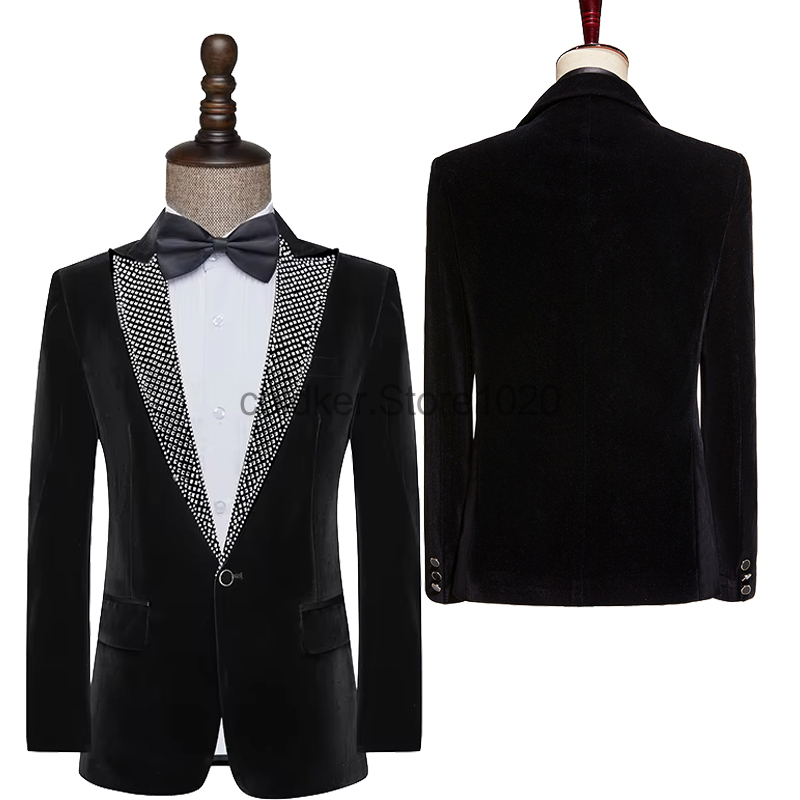 Men'S Fashion Lk - جديد الرجال الفاخرة كريستال المخملية سترة