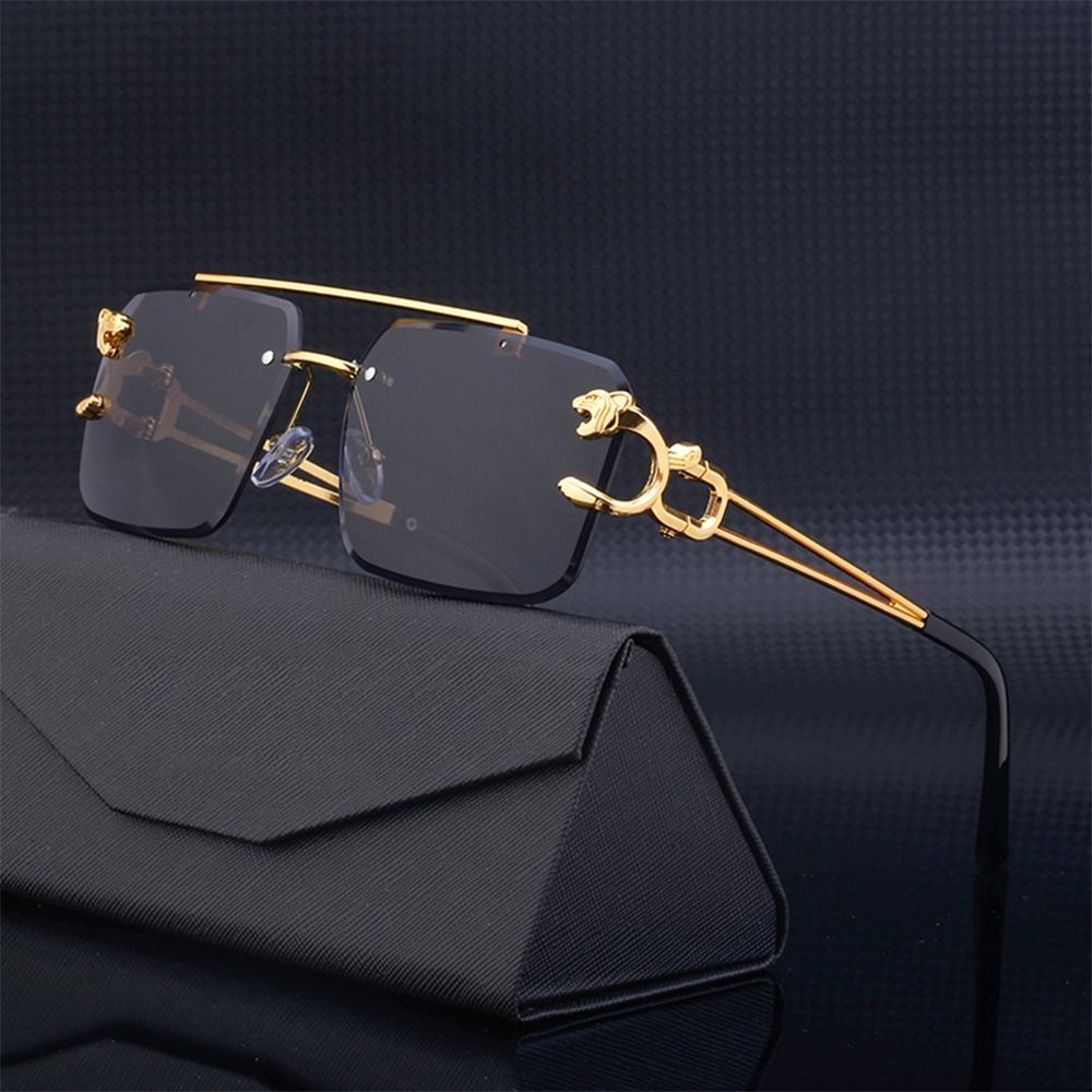 Men'S Fashion Rimless Glasses - موضة ليوبارد بدون شفة مربع جسر