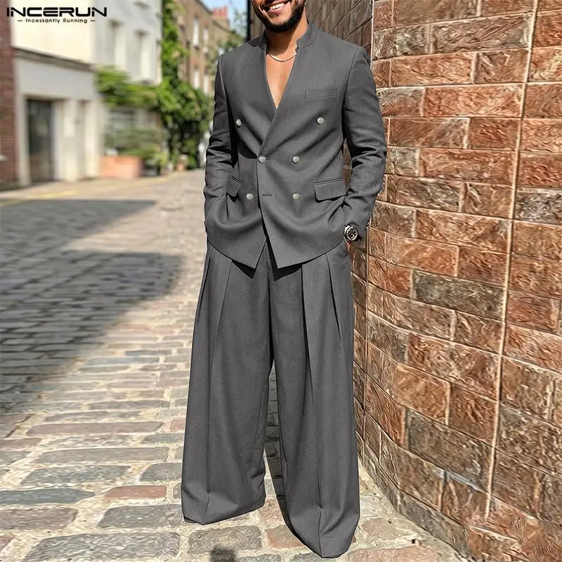 Men Fashion Elegant - طقم رجالي من INCERUN بلون موحد،