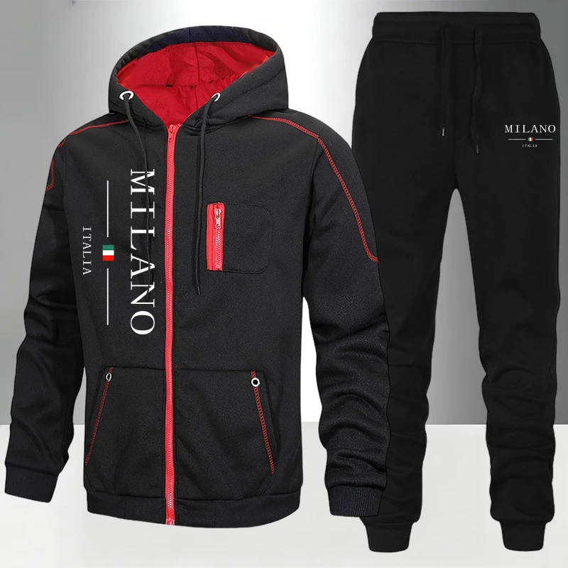 Mens Fashion Workwear - طقم رجالي/معطف/بنطلون بتصميم إيطالي، للخريف والشتاء،