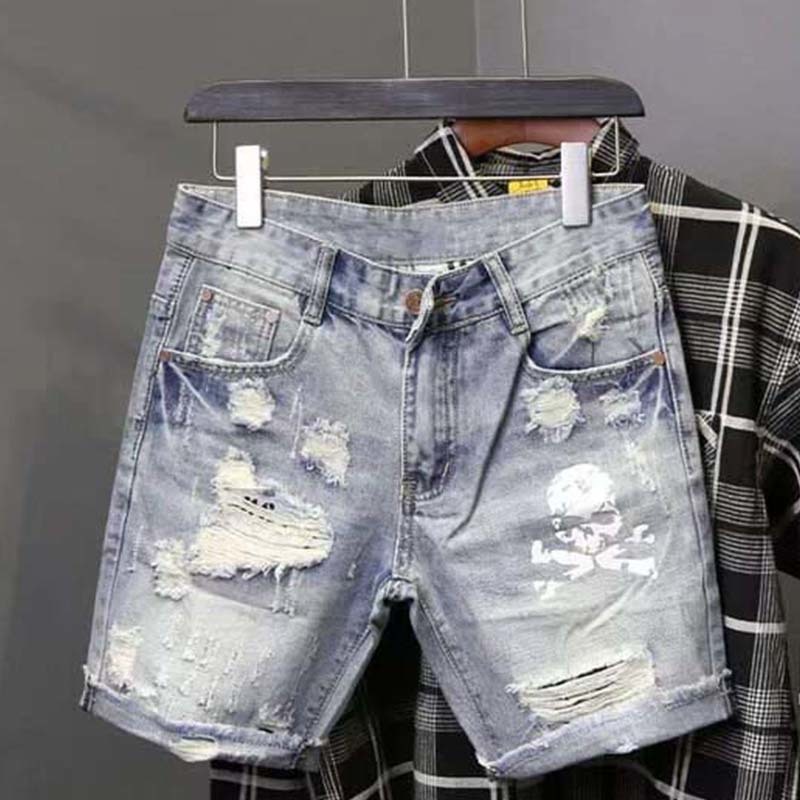 Men Fashion Jeans - بنطلون جينز رجالي صيفي قصير ممزق