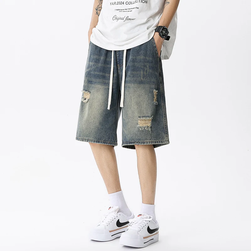 جينز رجالي قصير ممزق من الدنيم - مراجعة Men Fashion Jeans وسعره