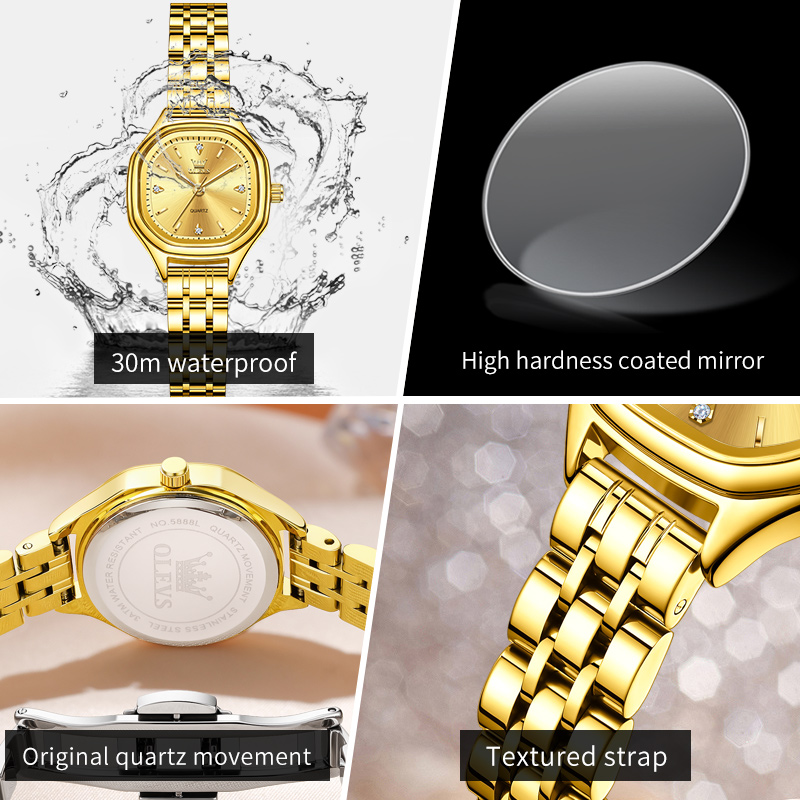 OLEVS 5888 ساعات السيدات الذهب - مراجعة Men Fashion Elegant وسعره