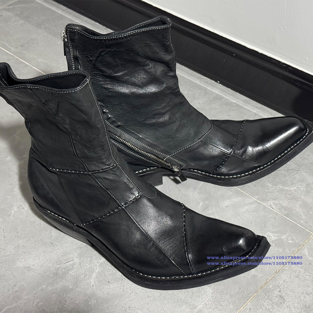 أحذية رجالية جلدية سوداء مدبب  - مراجعة Chelsea Boots Men وسعره