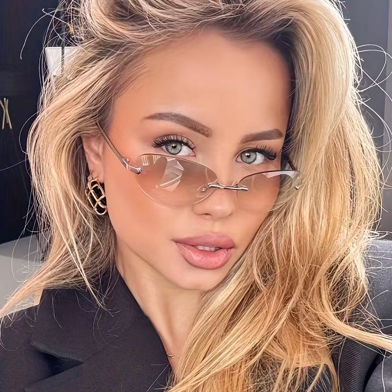 نظارات شمسية بيضاوية بدون إطار - مراجعة Men'S Fashion Rimless Glasses وسعره