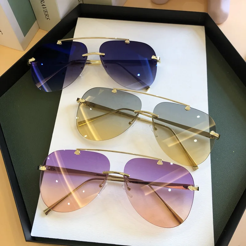 نظارات شمسية طيار عتيقة بدون إ - مراجعة Men'S Fashion Rimless Glasses وسعره