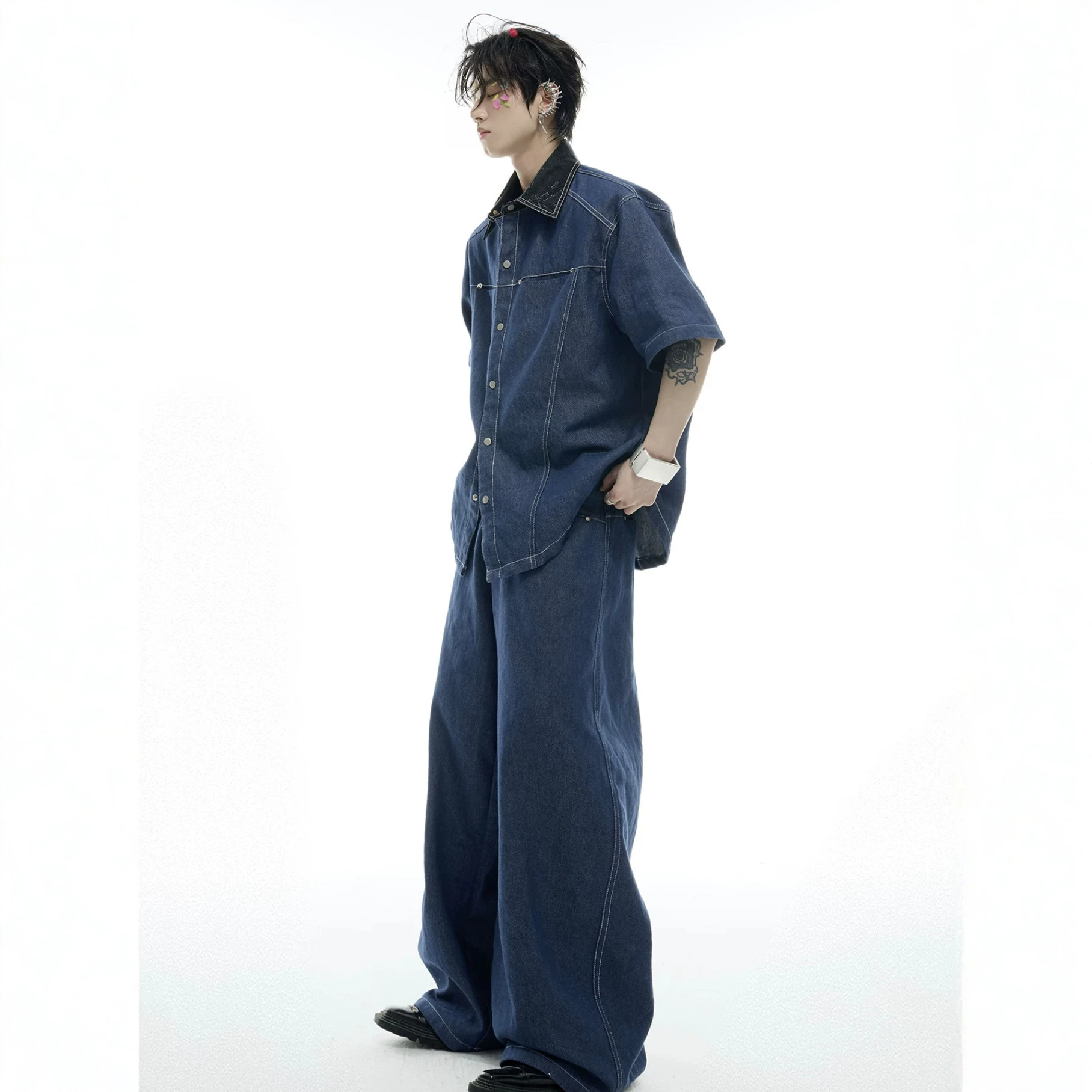 طقم صيفي رجالي من الدنيم بتصمي - مراجعة Men Fashion Jeans وسعره