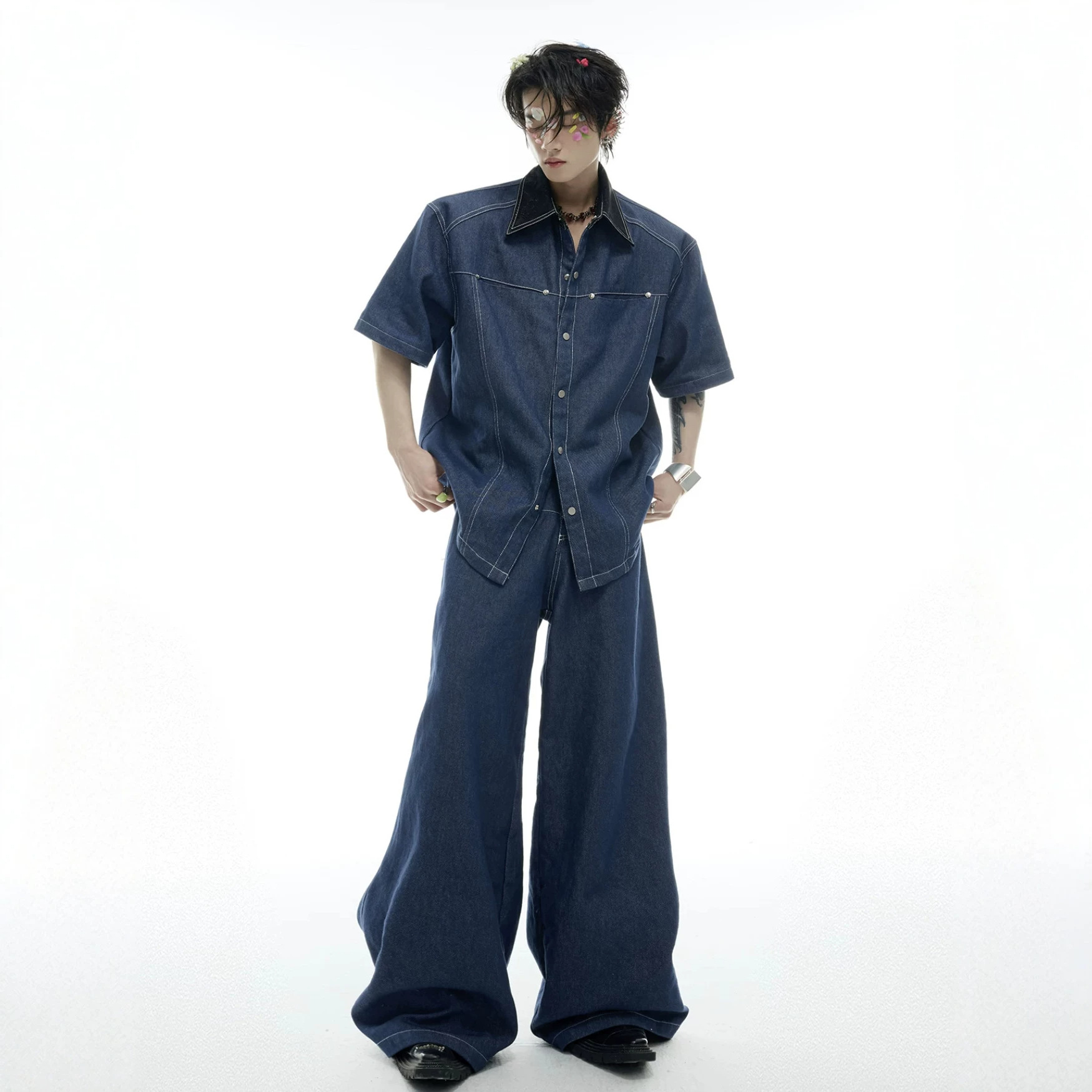 طقم صيفي رجالي من الدنيم بتصمي - مراجعة Men Fashion Jeans وسعره