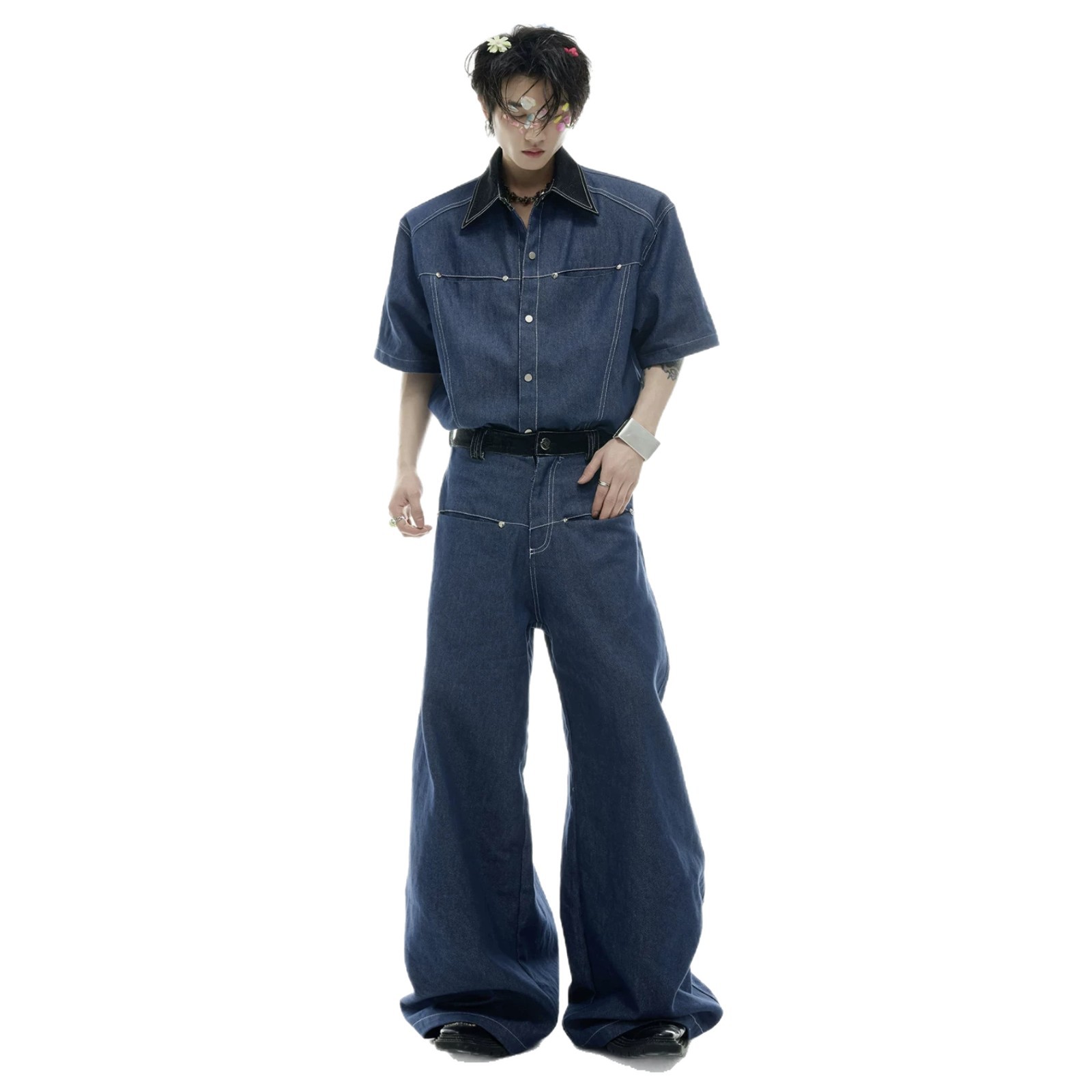 طقم صيفي رجالي من الدنيم بتصمي - مراجعة Men Fashion Jeans وسعره