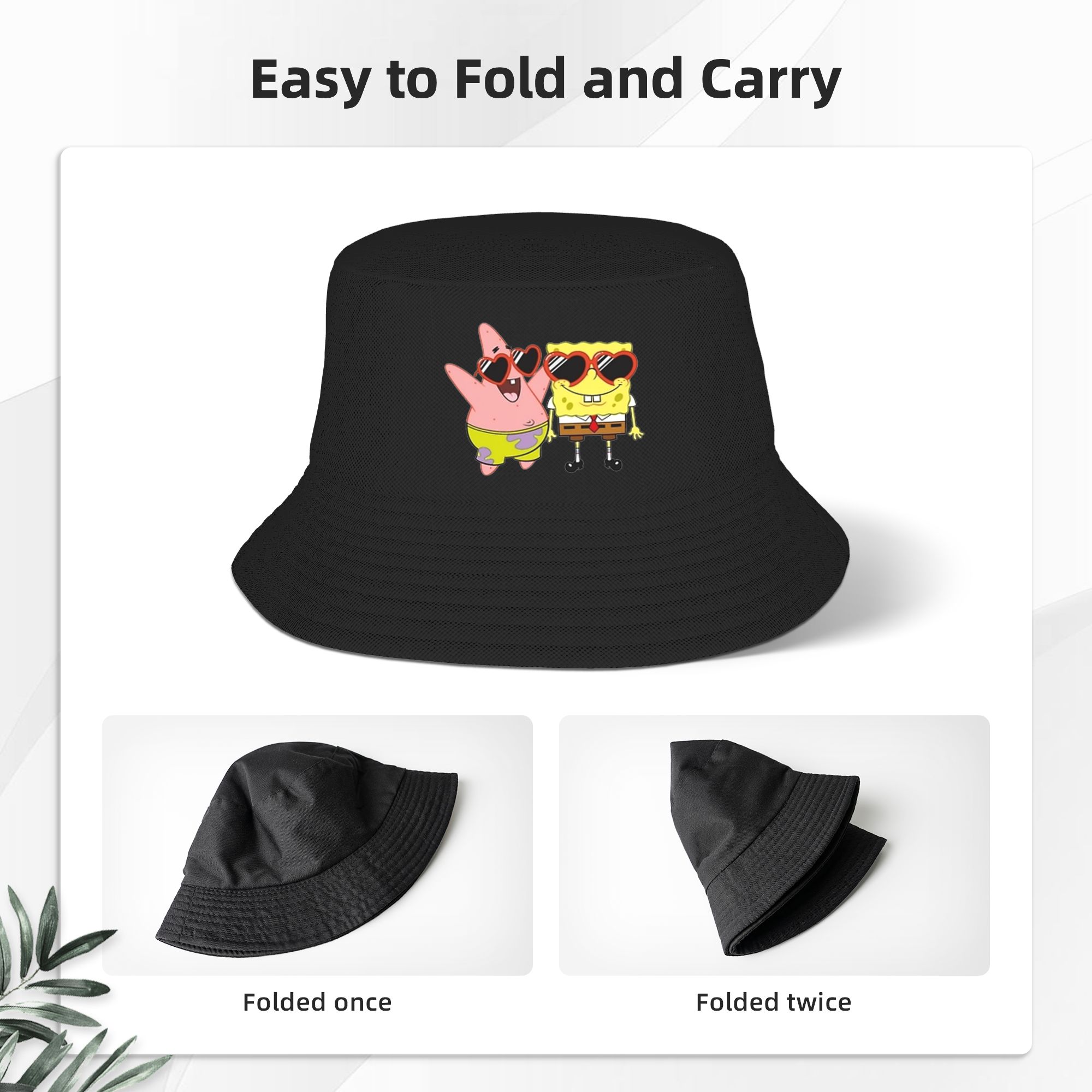 قبعة سبونج بوب على شكل قلب، قب - مراجعة Mens Fashion Bucket Hat وسعره