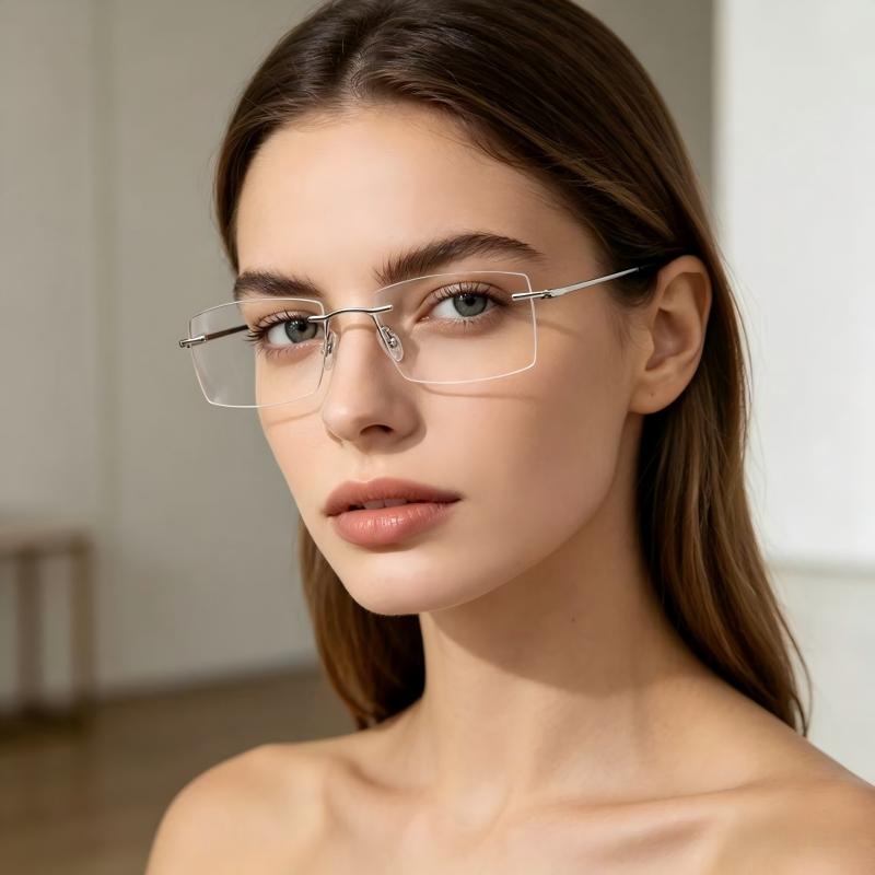 نظارات طبية جديدة بدون إطار من - مراجعة Men'S Fashion Rimless Glasses وسعره