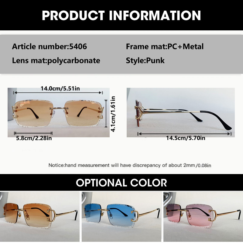 نظارات شمسية مربعة بدون شفة لل - مراجعة Men'S Fashion Rimless Glasses وسعره