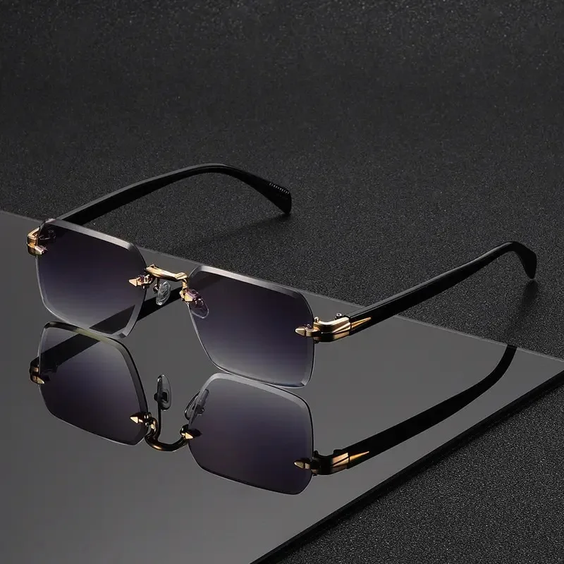 نظارات شمسية بدون إطار مستطيلة - مراجعة Men'S Fashion Rimless Glasses وسعره